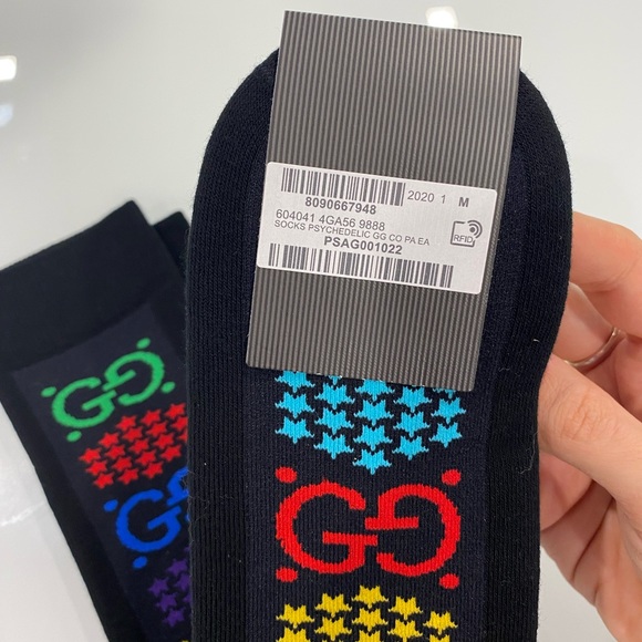 Gucci Psychedelic Multicolor Rainbow GG Logo Socks - Picture 5 of 10